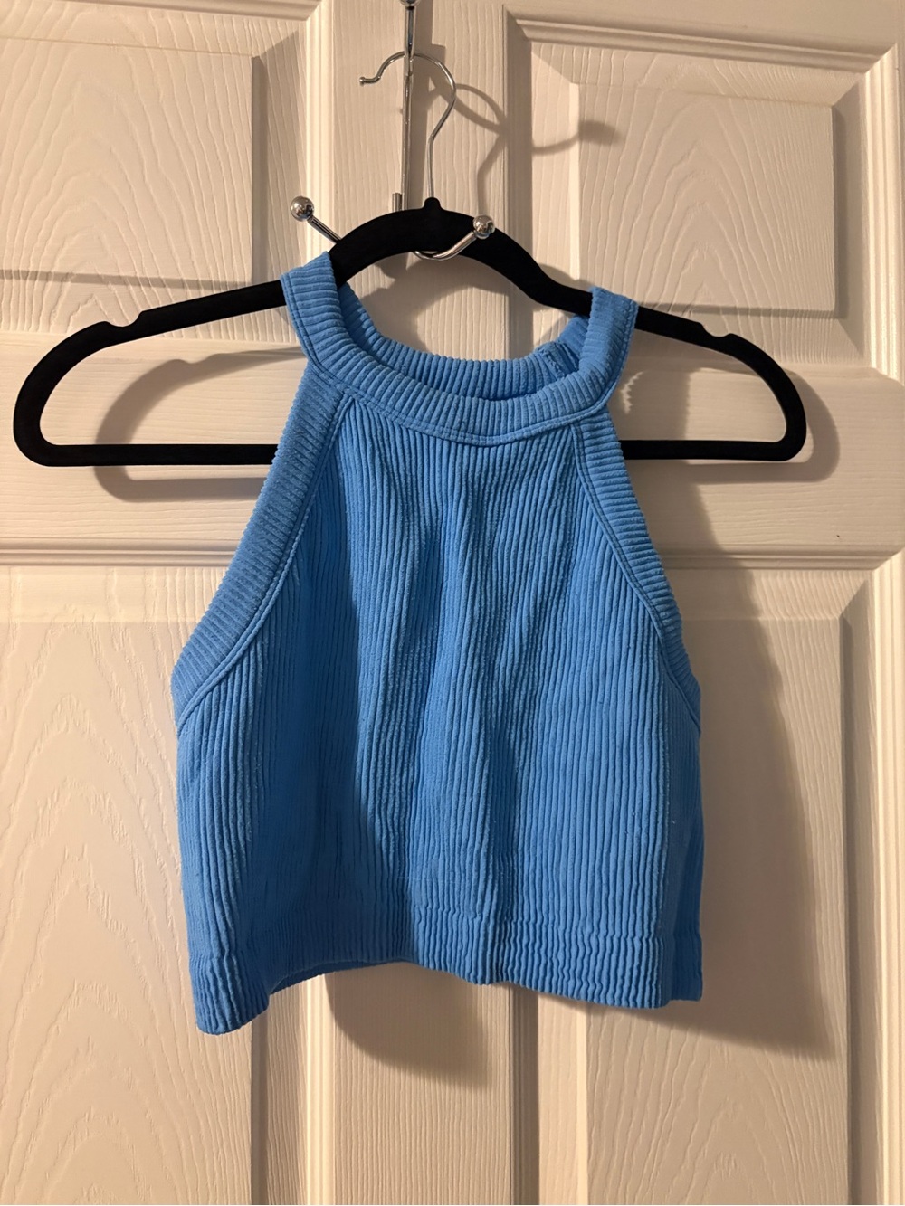 aerie Ribbed Halter Crop Top - Sky Blue